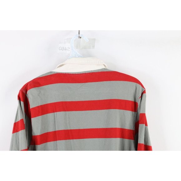 Vintage 90s FILA Mens Small Faded Spell Out Striped Long Sleeve Rugby Polo Shirt - Picture 6 of 7
